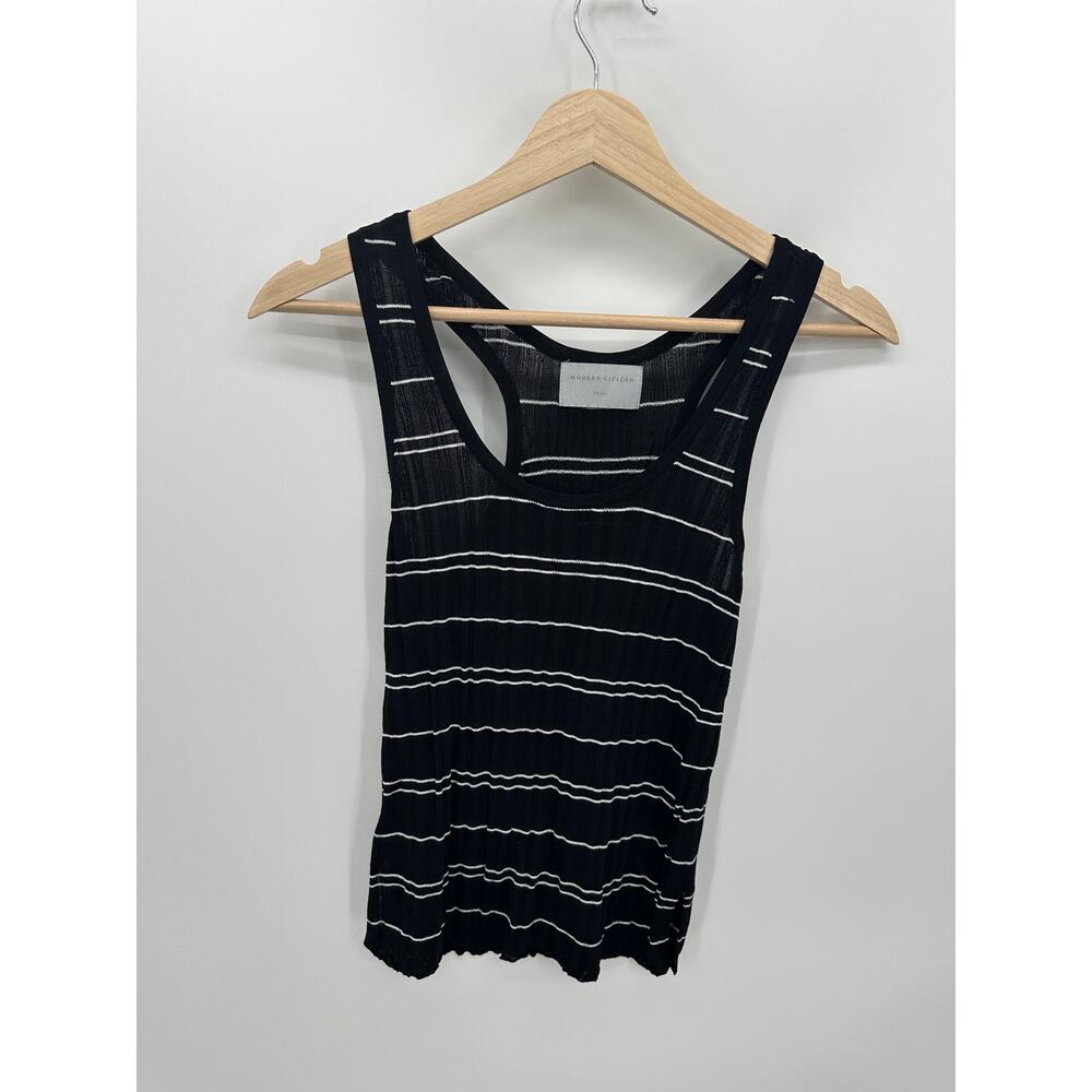 Modern Citizen Mijal Striped Sweater Tank Small Black White Ribbed MC23T387